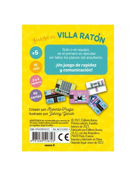 Juego de cartas Villa de los ratones Auzou