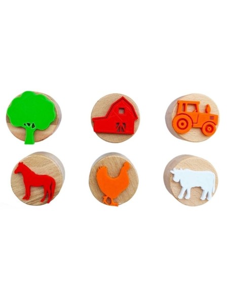 Sellos de Madera para Plastilina o Arena Granja