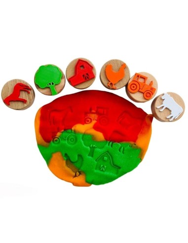 Sellos de Madera para Plastilina o Arena Granja