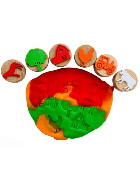Sellos de Madera para Plastilina o Arena Granja