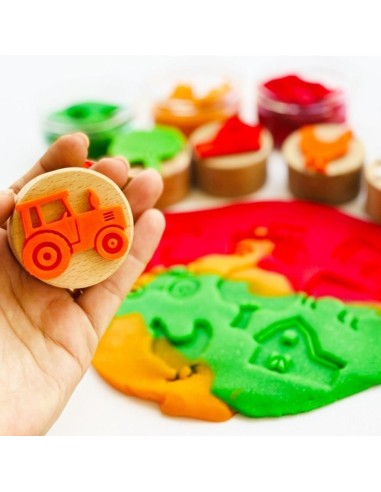 Sellos de Madera para Plastilina o Arena Granja