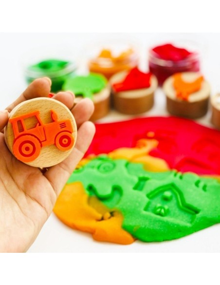 Sellos de Madera para Plastilina o Arena Granja