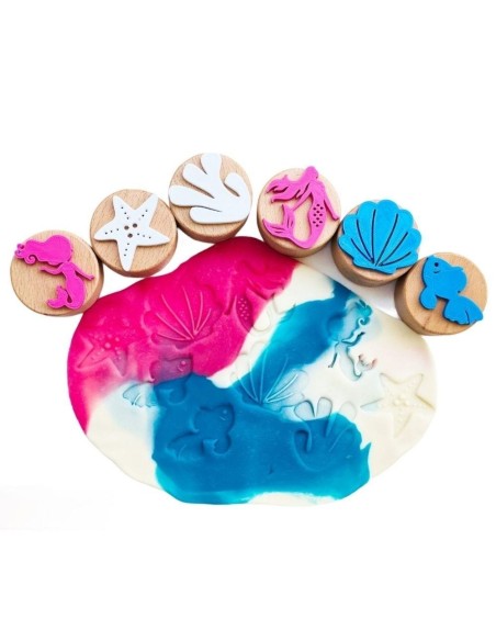 Sellos de Madera para Plastilina o Arena Sirena