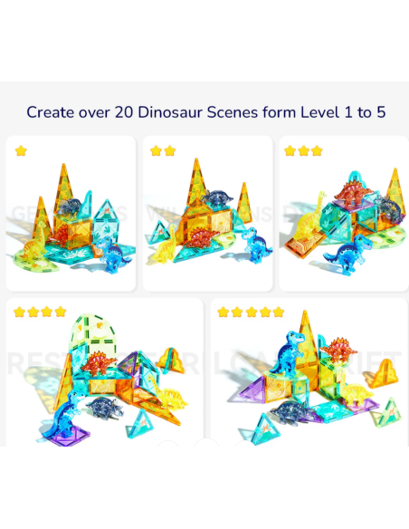 Bloques magnéticos Mideer – Dinosaurios (48 piezas)