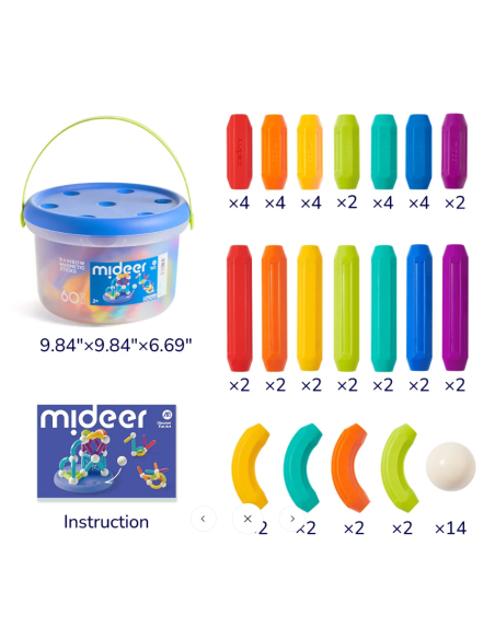 Juego de palitos magnéticos de construcción mideer (60 piezas)