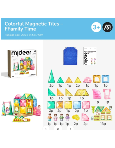 Bloques magnéticos mideer - Familia (32 piezas)