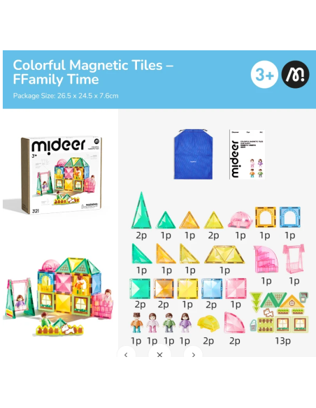 Bloques magnéticos mideer - Familia (32 piezas)