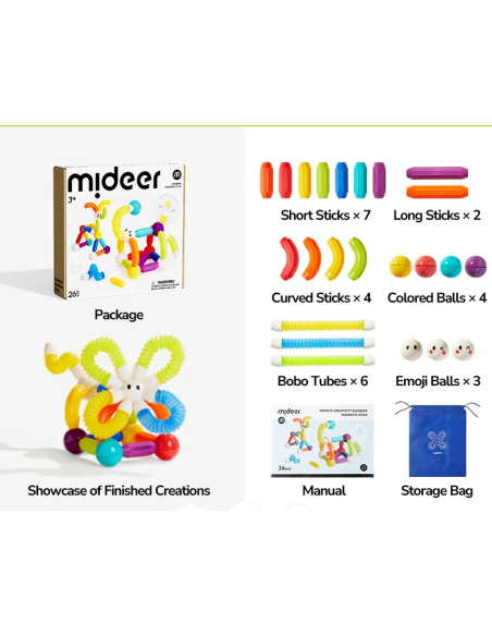 Juego de palitos de construcción magnéticos mideer (26 piezas)