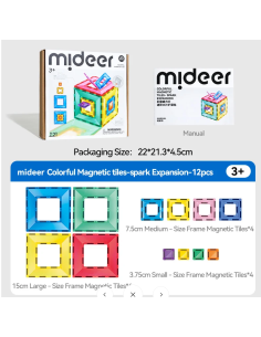 Bloques magnéticos mideer - cuadrados de colores (12 piezas) 2