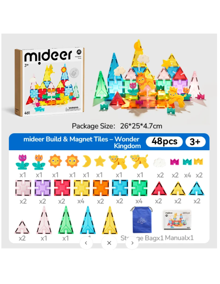 Bloques magnéticos mideer - Wonder Kingdom (48 piezas)