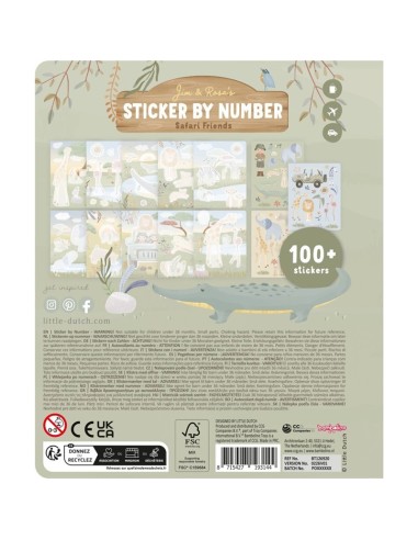 Libro de pegatinas por Números Jim Safari Friends Little Dutch