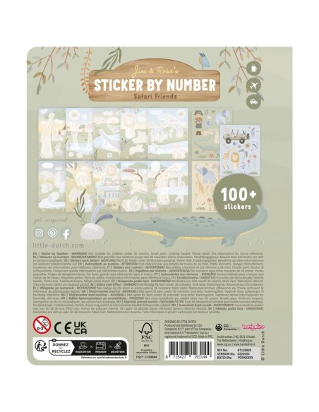 Libro de pegatinas por Números Jim Safari Friends Little Dutch